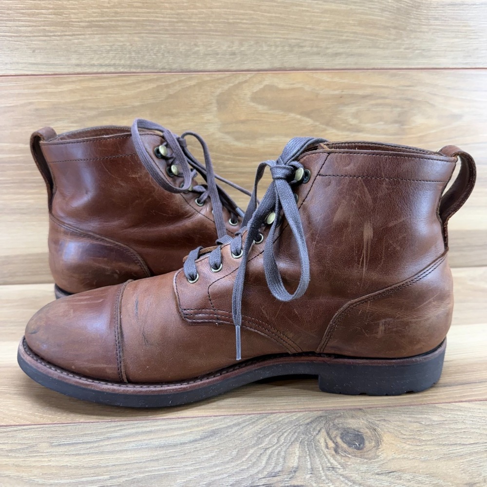 J Crew Kenton Cap Toe Boots Mens 9.5 M Brown Leather Business Casual Old Money - Picture 6 of 12